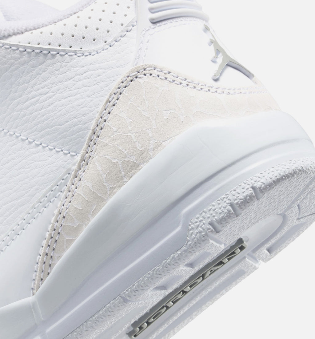 Air Jordan 3 Retro White and Silver Preschool Lifestyle Shoes - White / Metallic Silver