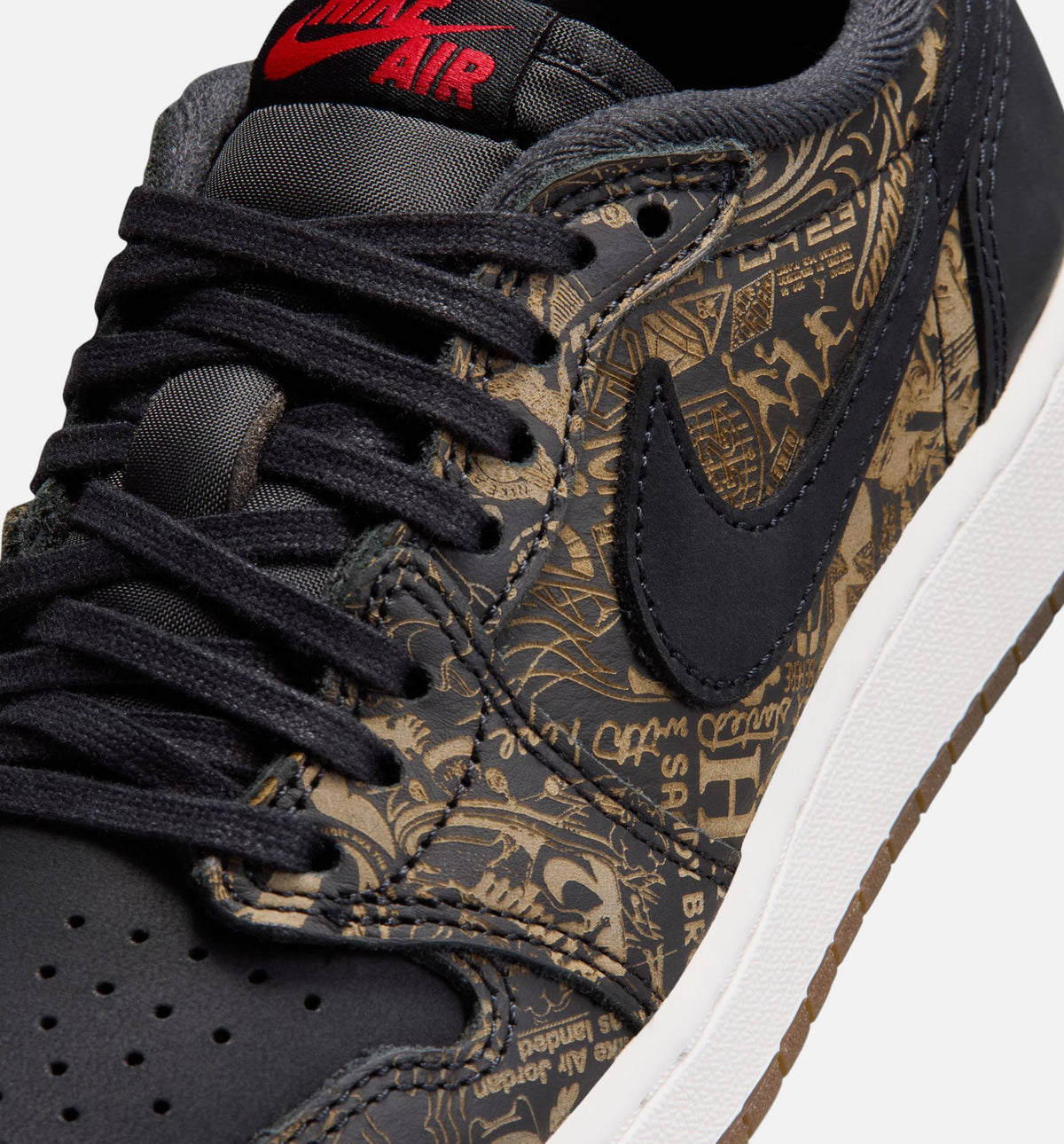 Air Jordan 1 Retro Low OG Laser Black & Varsity Red Grade School Shoes