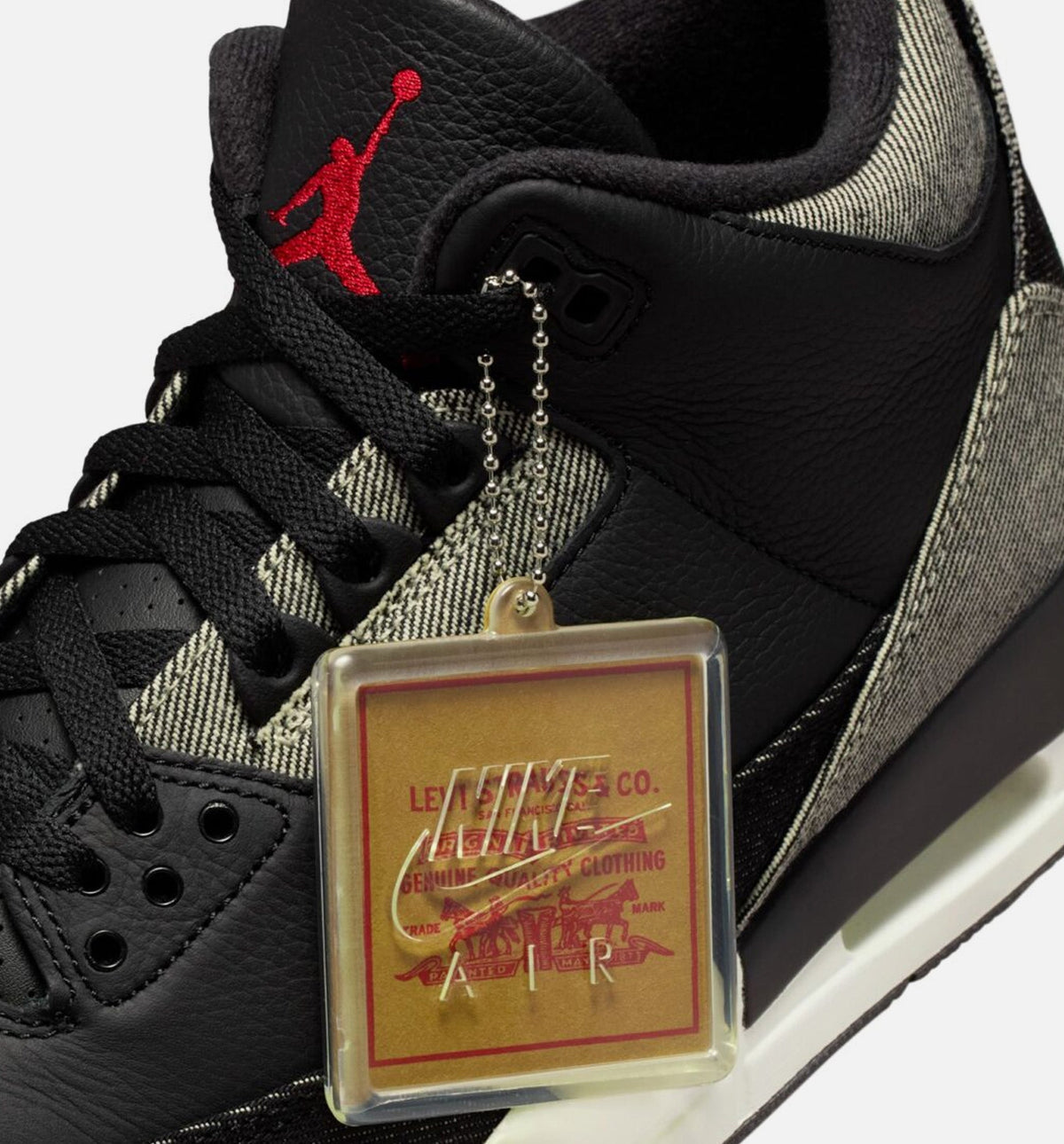 Air Jordan 3 x Levi's Black and White Men's Lifestyle Shoes - Denim / Black / Gym Red