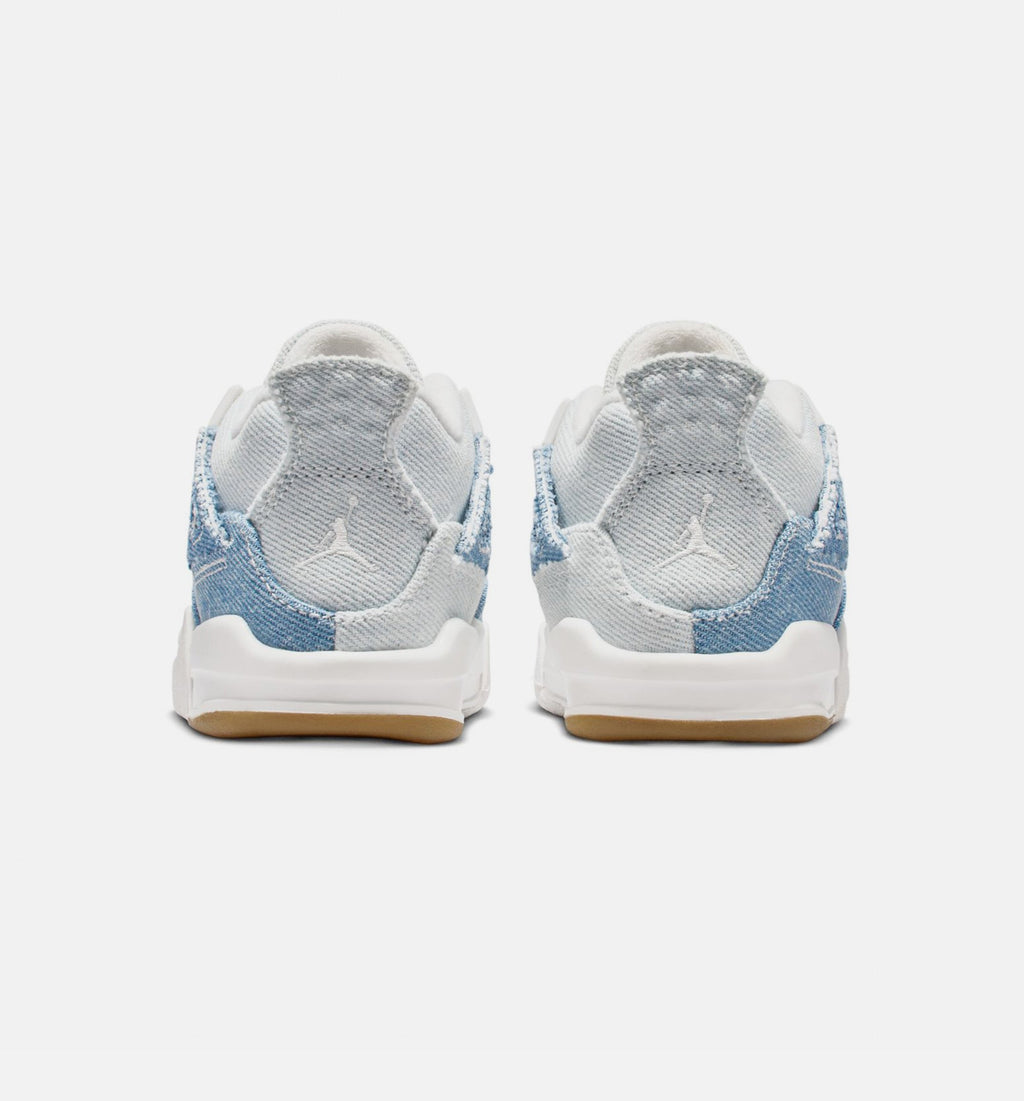 Air Jordan 4 Retro Worn Blue Infant & Toddler Lifestyle Shoes - Sail / Worn Blue / Metallic Gold