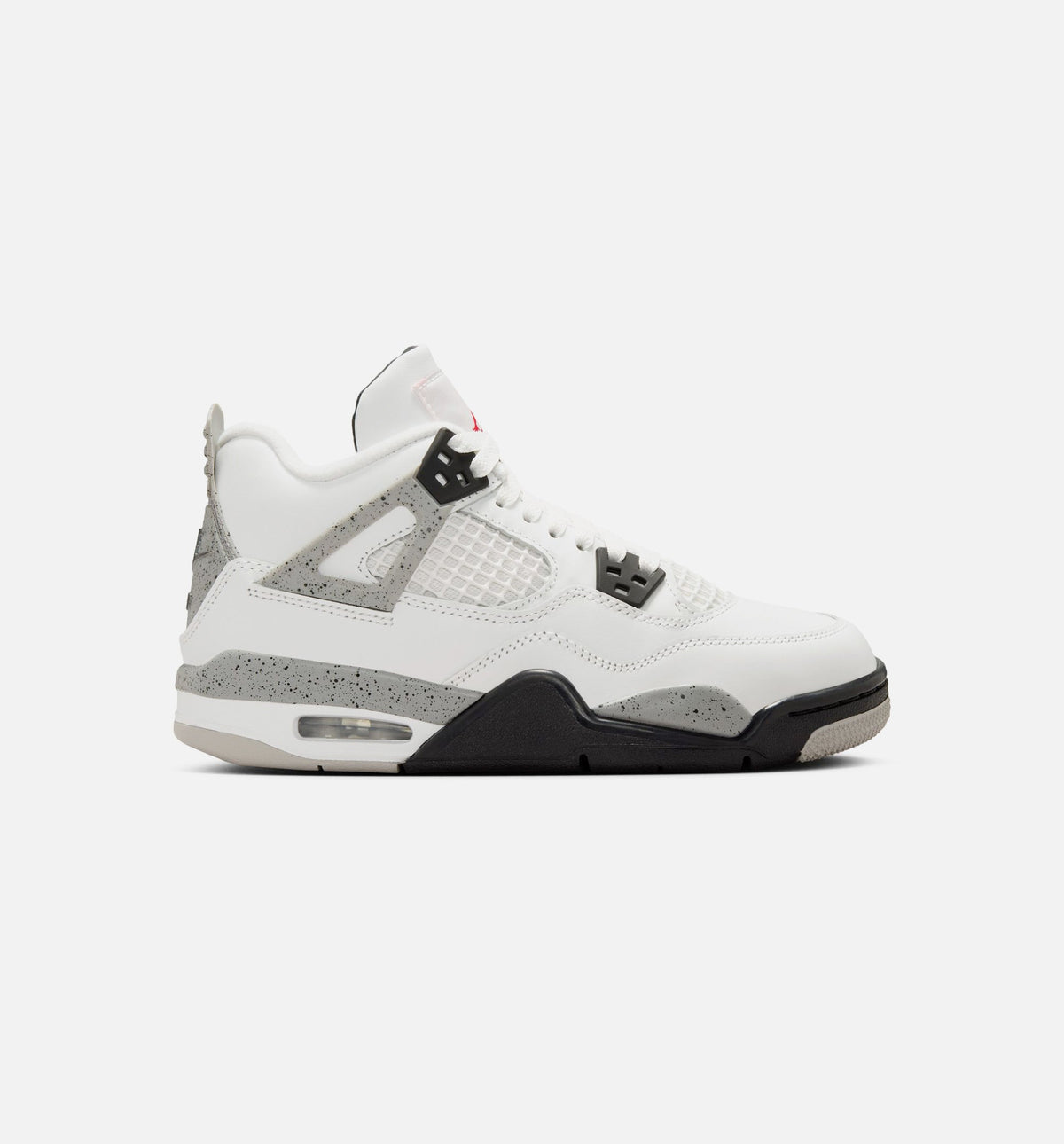 Air Jordan 4 Retro White Cement Grade School Lifestyle Shoes - Summit White / Fire Red / Cement Grey