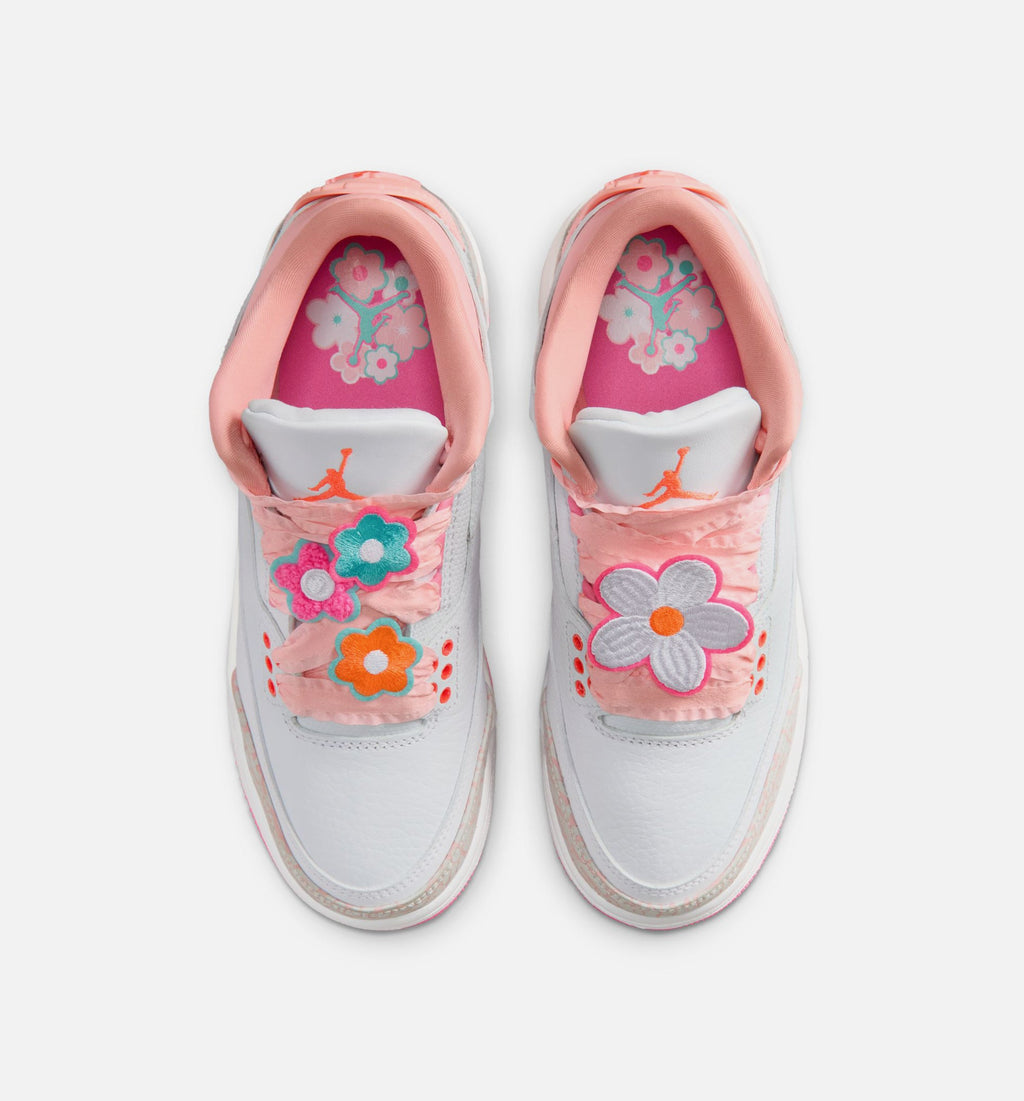 Air Jordan 3 Retro Spring Flowers Grade School Sneakers - Pearl Pink / Pink Bloom / Pink Glow / Hyper Orange