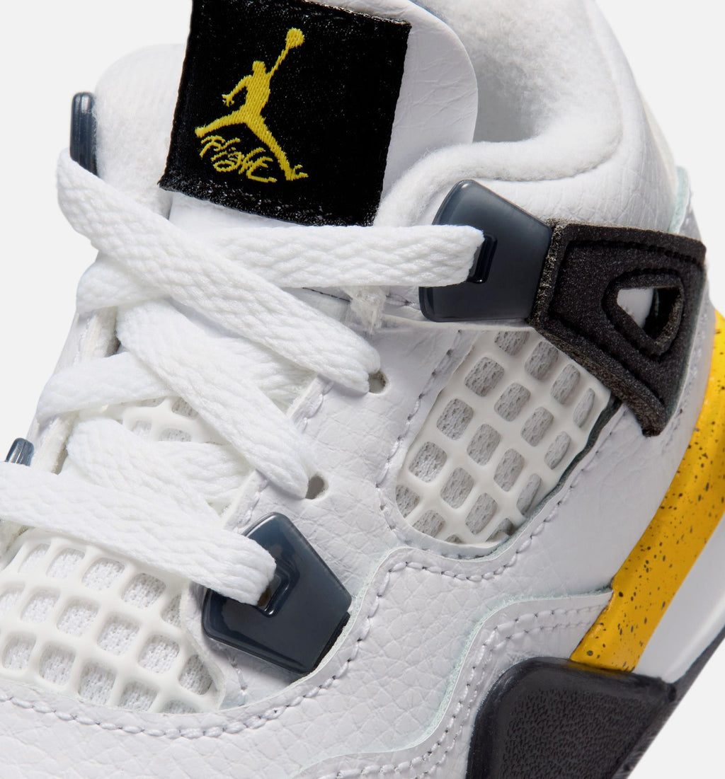 Air Jordan 4 Retro Rare Air Tour Yellow Infant & Toddler Lifestyle Shoes - White / Dark Blue Grey / Tour Yellow