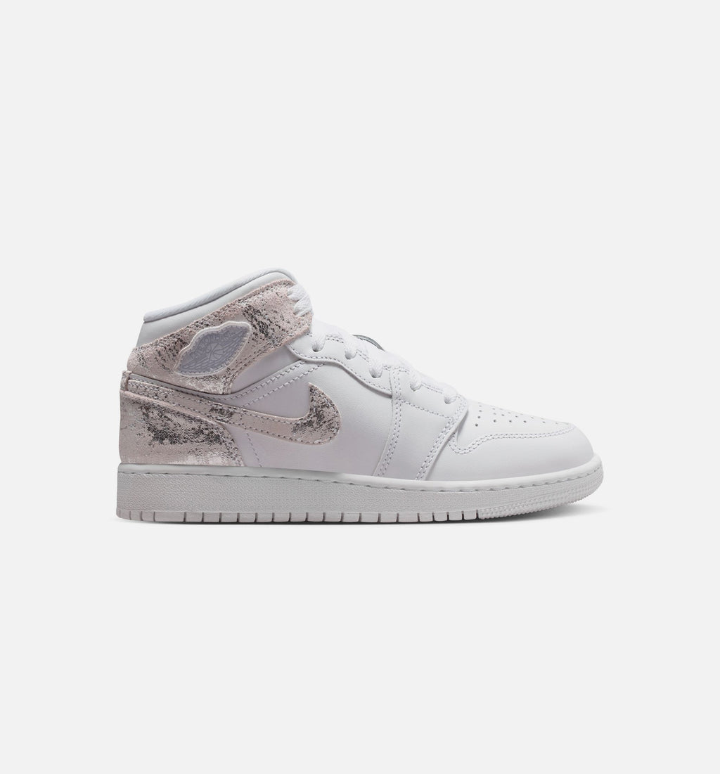Air Jordan 1 Mid SE Field Silver Grade School Shoes