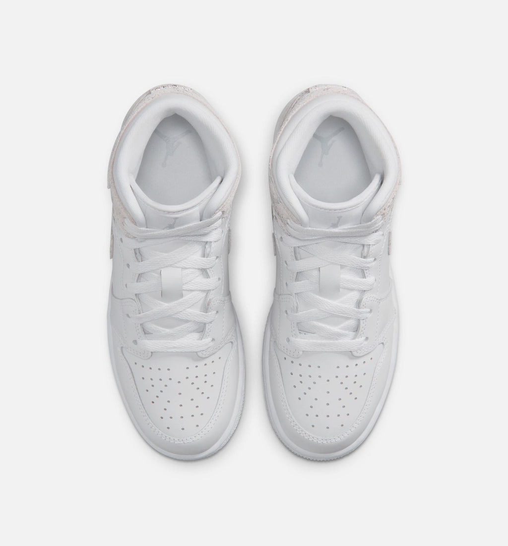 Air Jordan 1 Mid SE Field Silver Grade School Shoes