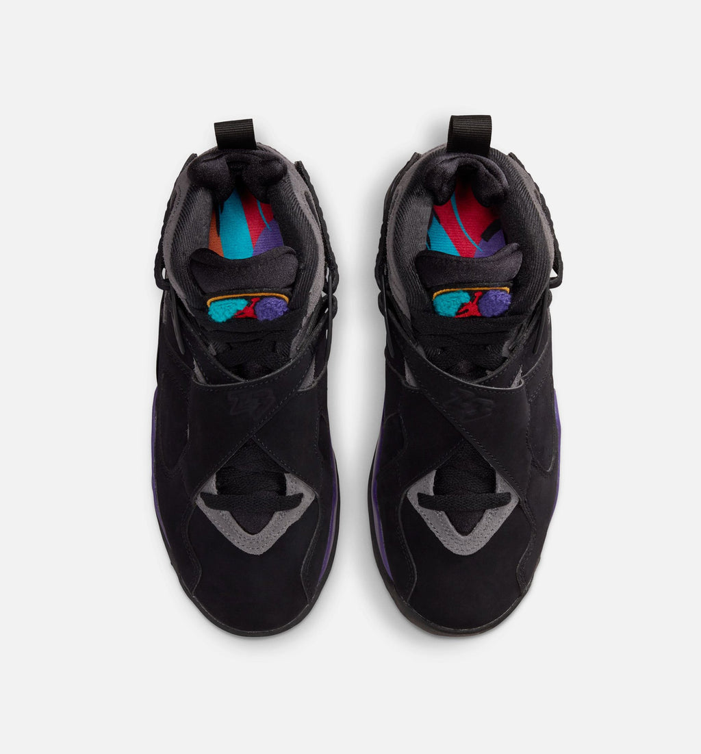 Air Jordan 8 Retro Aqua Grade School Lifestyle Shoes - Black / Bright Concord / Multi-Color