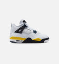 Air Jordan 4 Retro Rare Air Tour Yellow Grade School Lifestyle Shoes - White / Dark Blue Grey / Tour Yellow