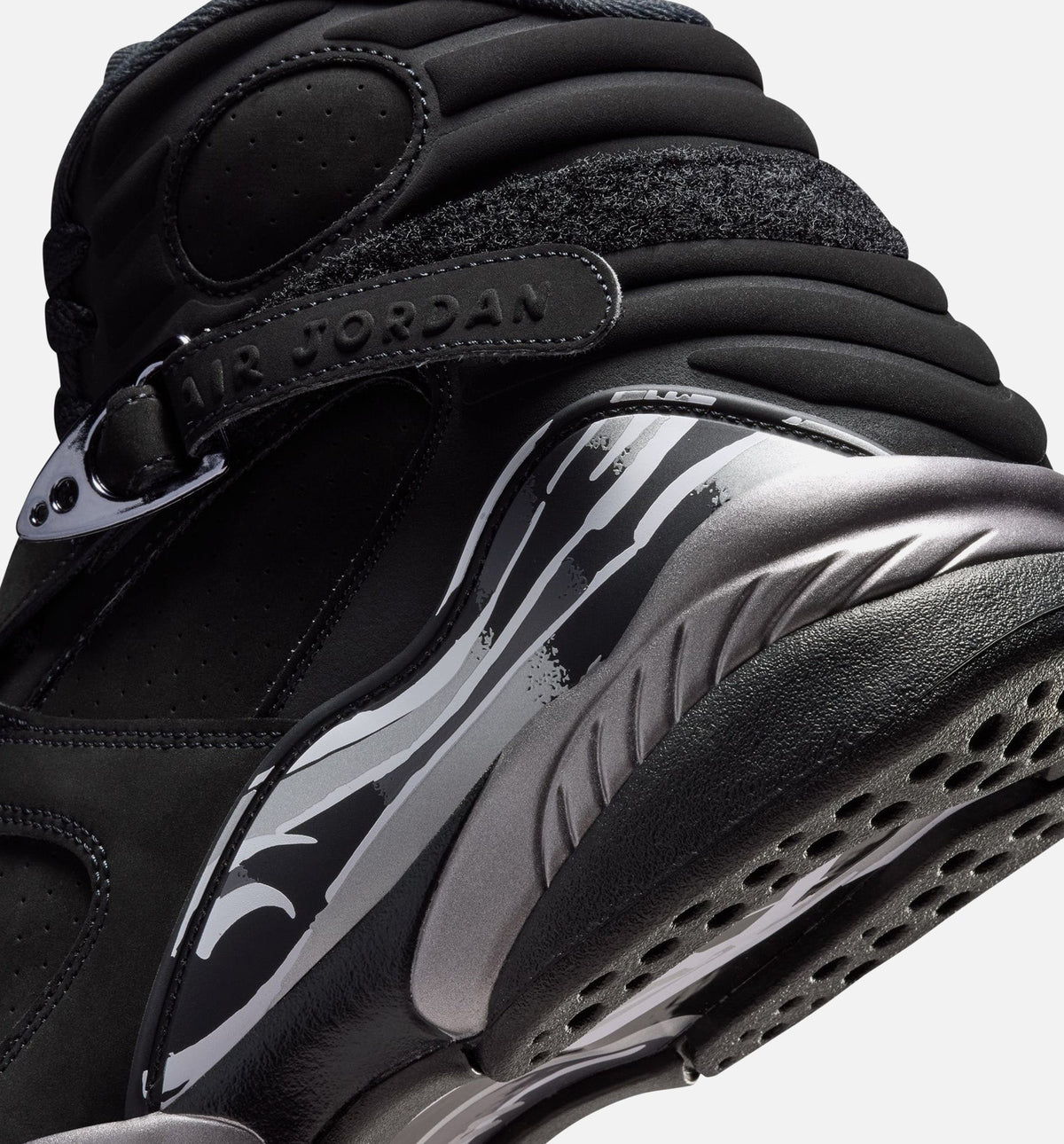 Air Jordan 8 Retro Chrome Men's Lifestyle Shoes - Black / White / Light Graphite
