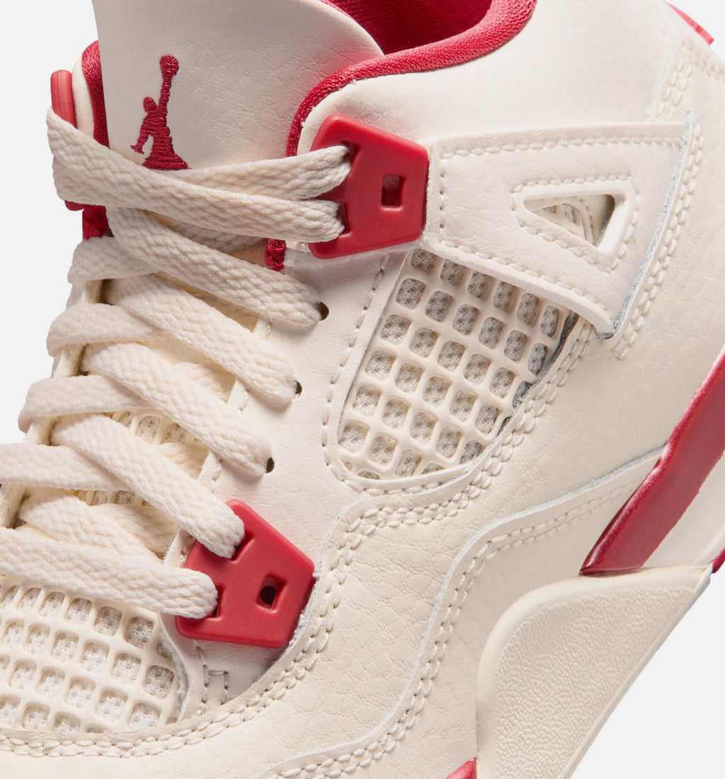 Air Jordan 4 Retro Valentine's Day Preschool Lifestyle Shoes - Pale Ivory / Sierra Red / Tough Red