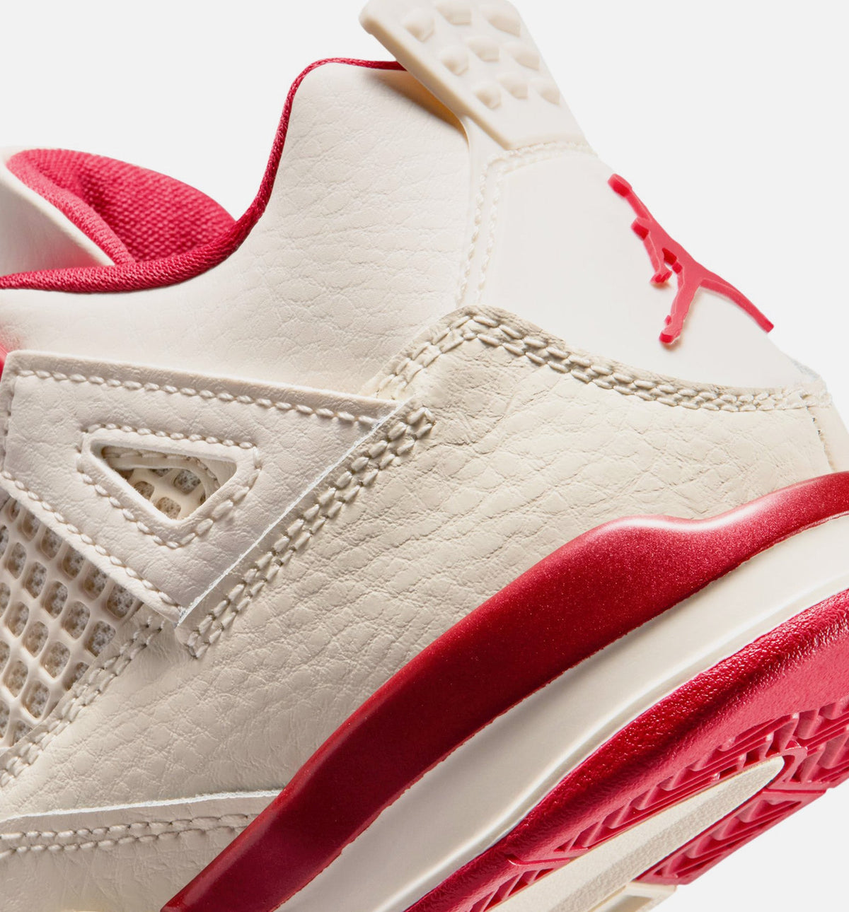 Air Jordan 4 Retro Valentine's Day Preschool Lifestyle Shoes - Pale Ivory / Sierra Red / Tough Red