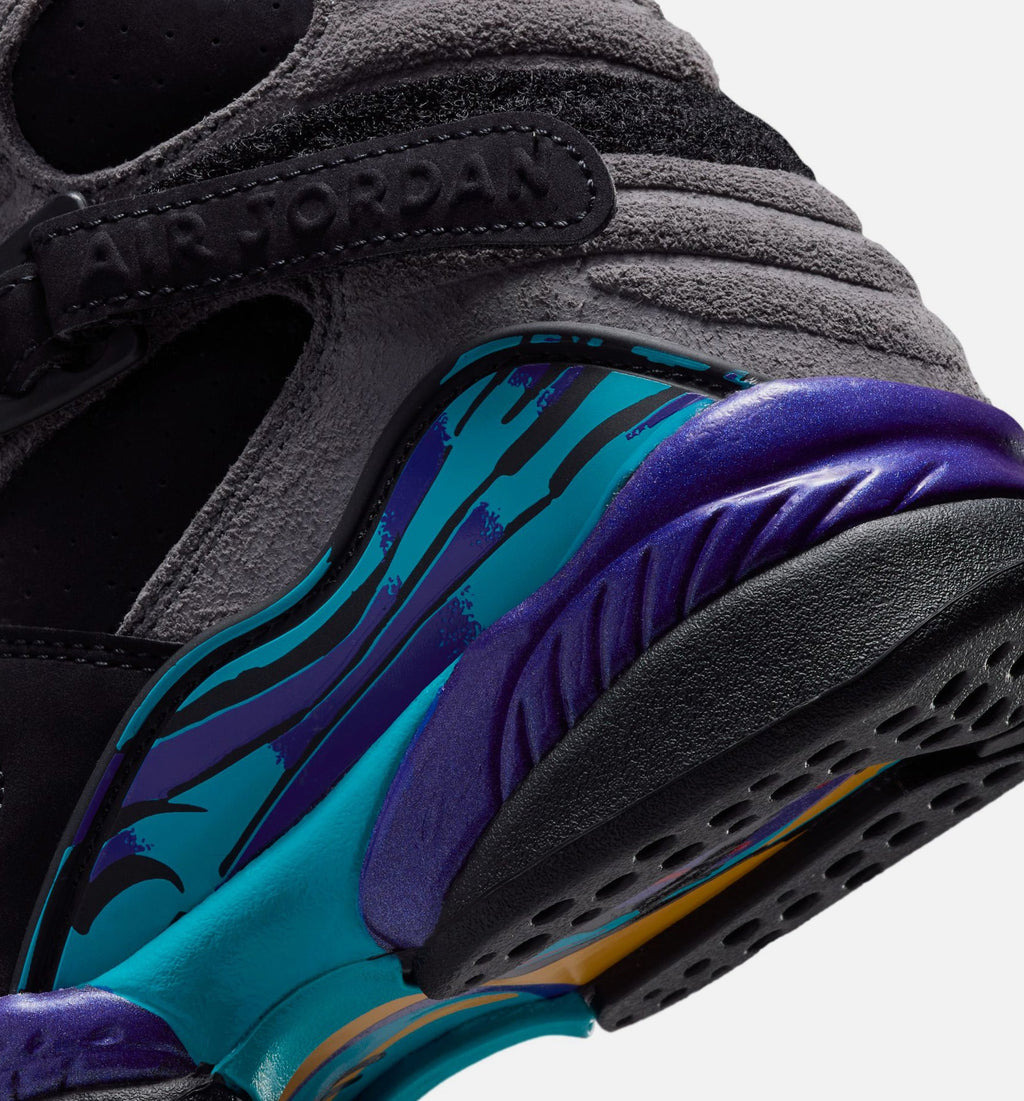 Air Jordan 8 Retro Aqua Grade School Lifestyle Shoes - Black / Bright Concord / Multi-Color