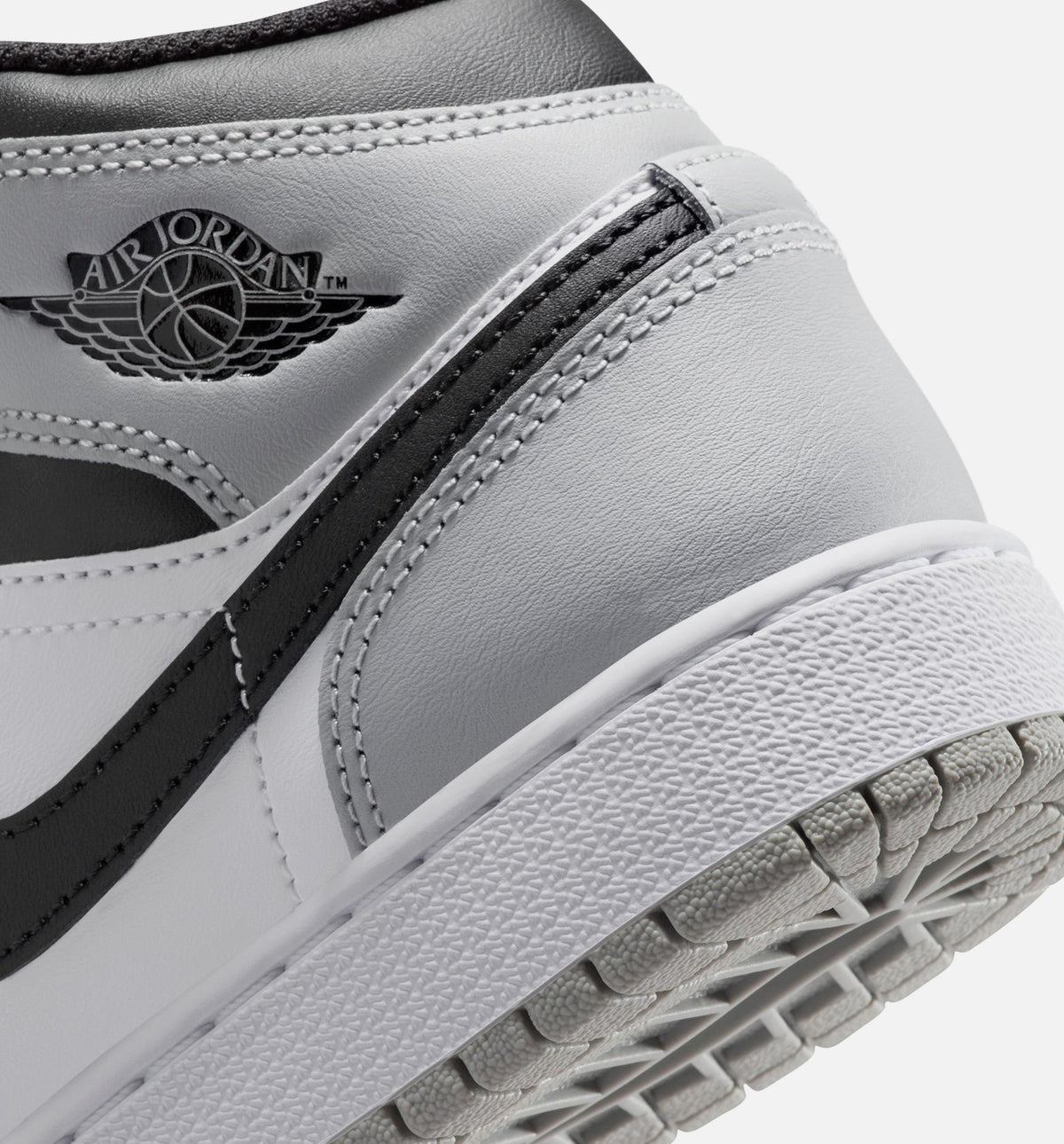 Air Jordan 1 Mid White Smoke Grey Grade School Shoes