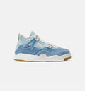 Air Jordan 4 Retro Worn Blue Preschool Lifestyle Shoes - Sail / Worn Blue / Metallic Gold