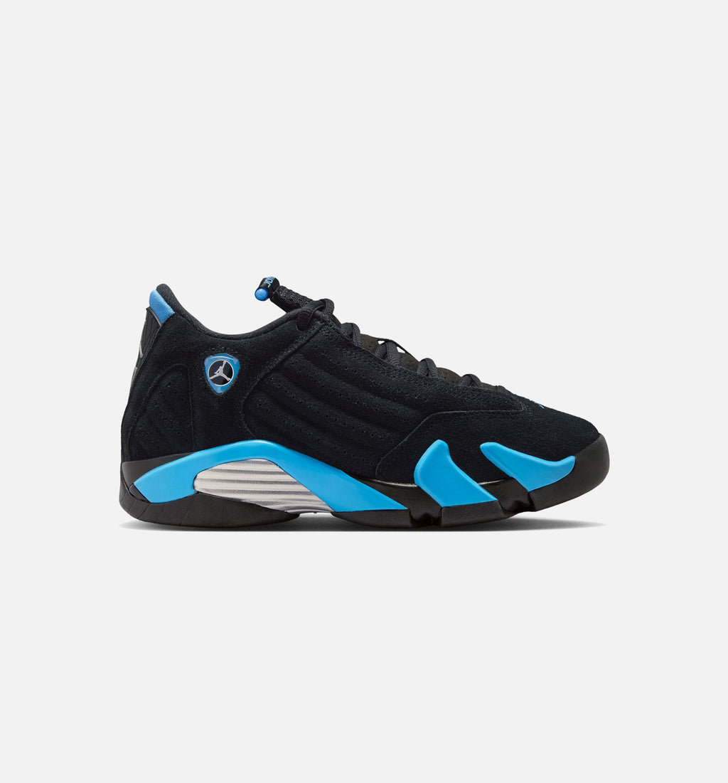 Air Jordan 14 Retro Black University Blue Grade School Lifestyle Shoes - Black / White / University Blue