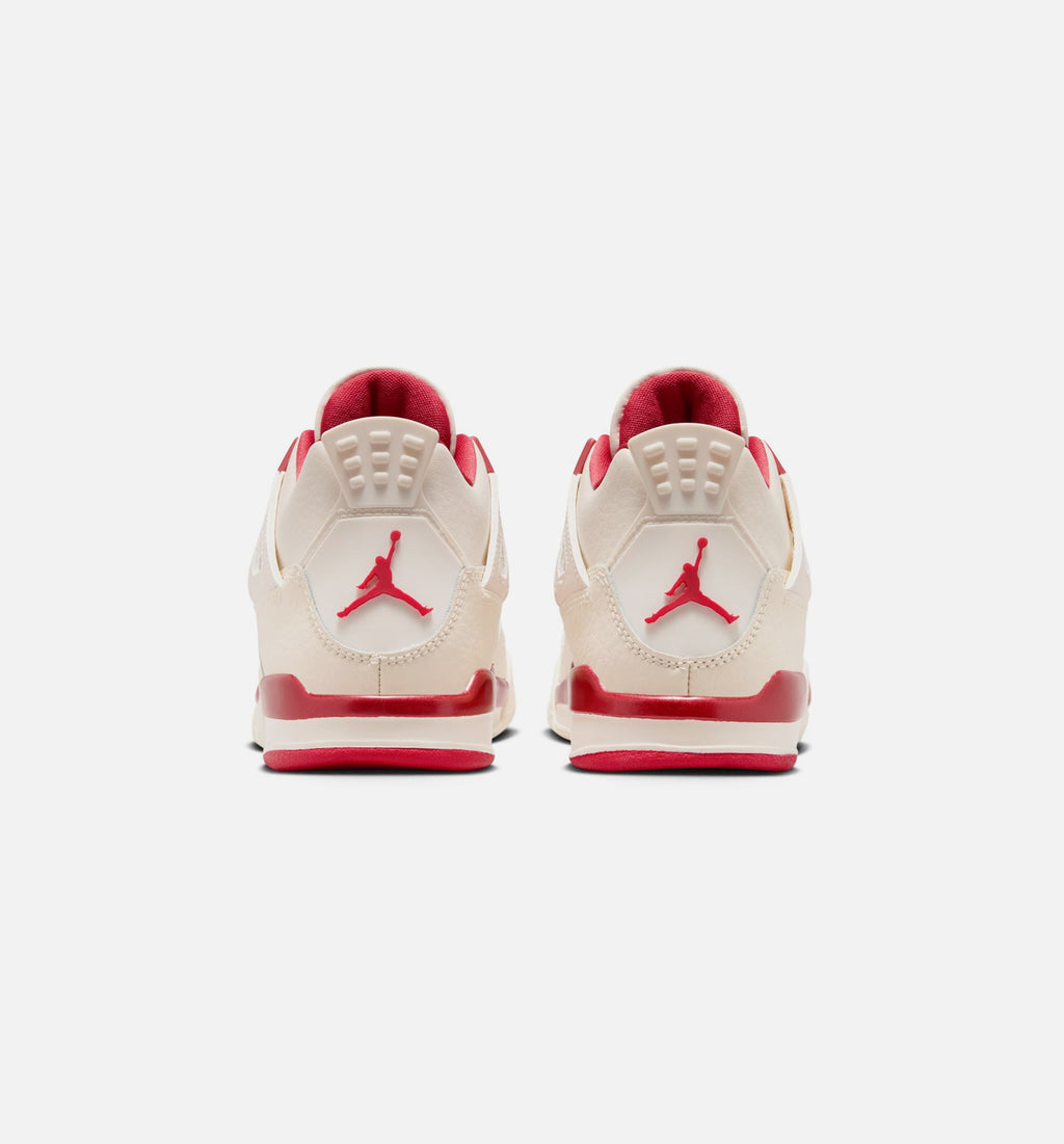 Air Jordan 4 Retro Valentine's Day Preschool Lifestyle Shoes - Pale Ivory / Sierra Red / Tough Red