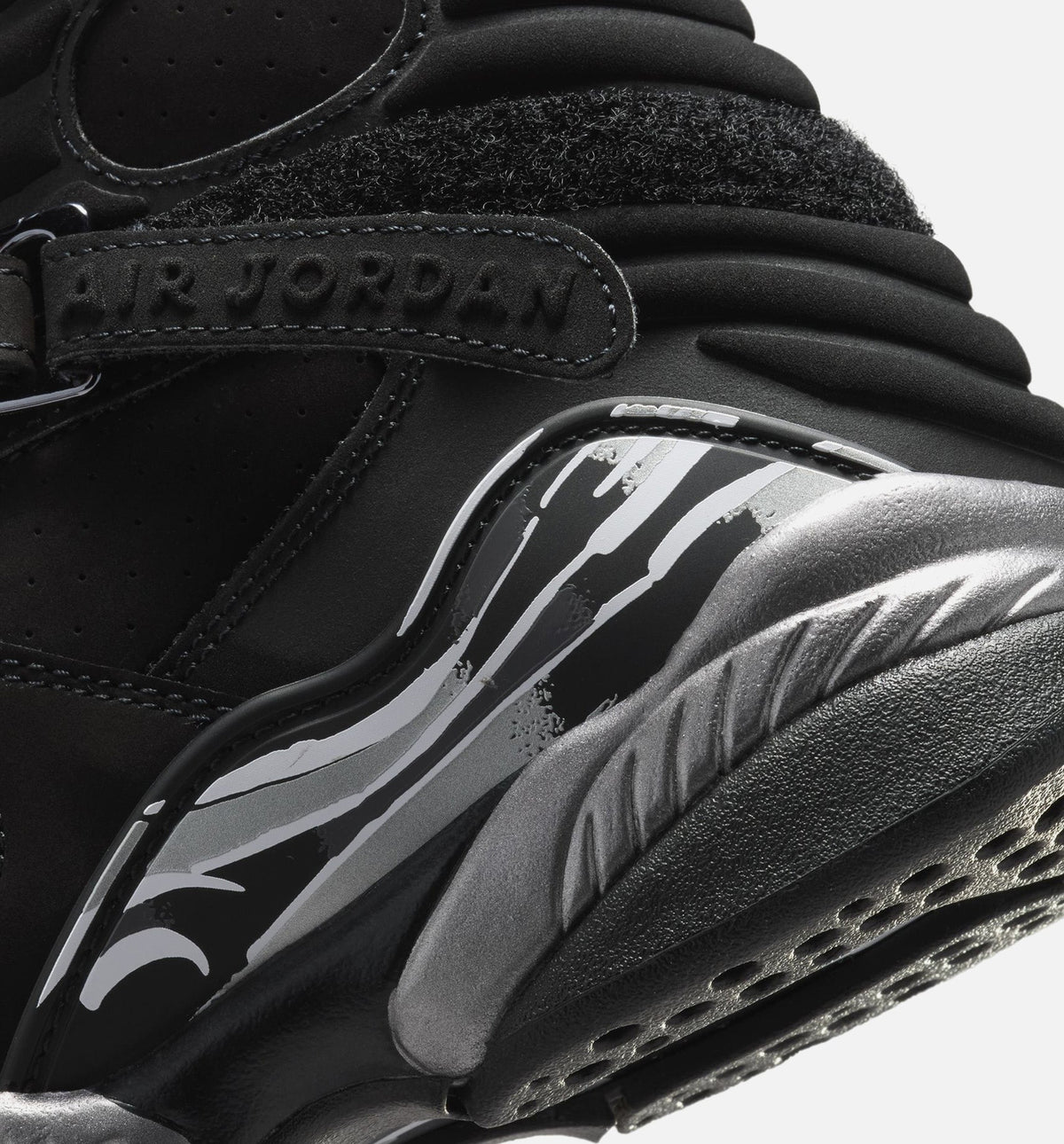 Air Jordan 8 Retro Chrome Grade School Lifestyle Shoes - Black / White / Light Graphite