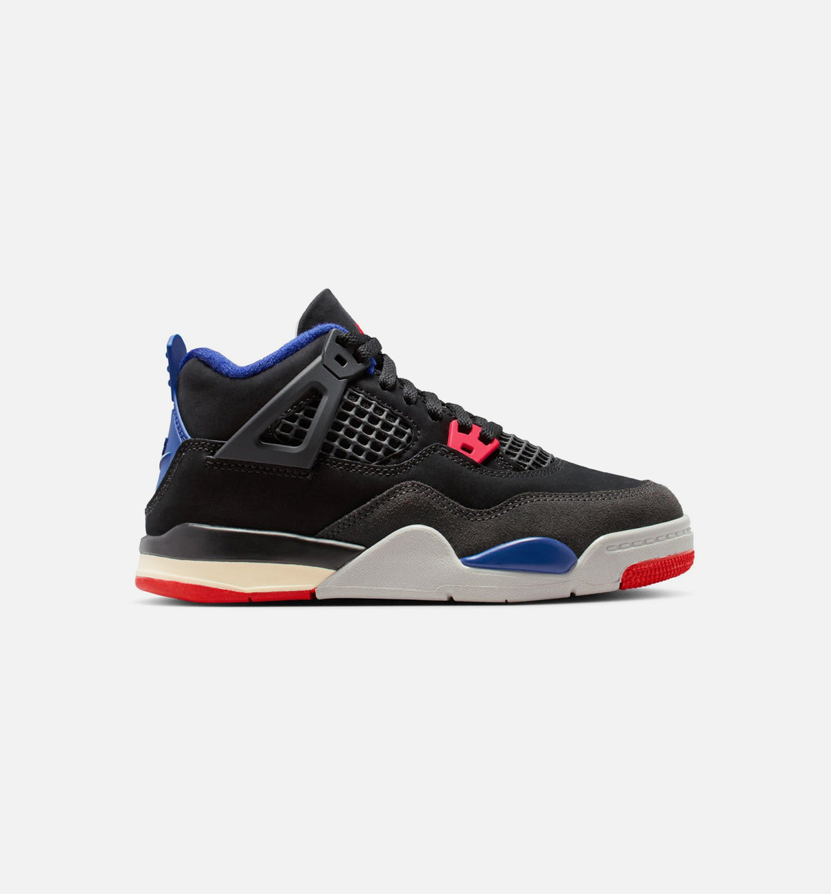 Air Jordan 4 Retro Rare Air Preschool Lifestyle Shoes - Black / Fire Red / Deep Royal Blue