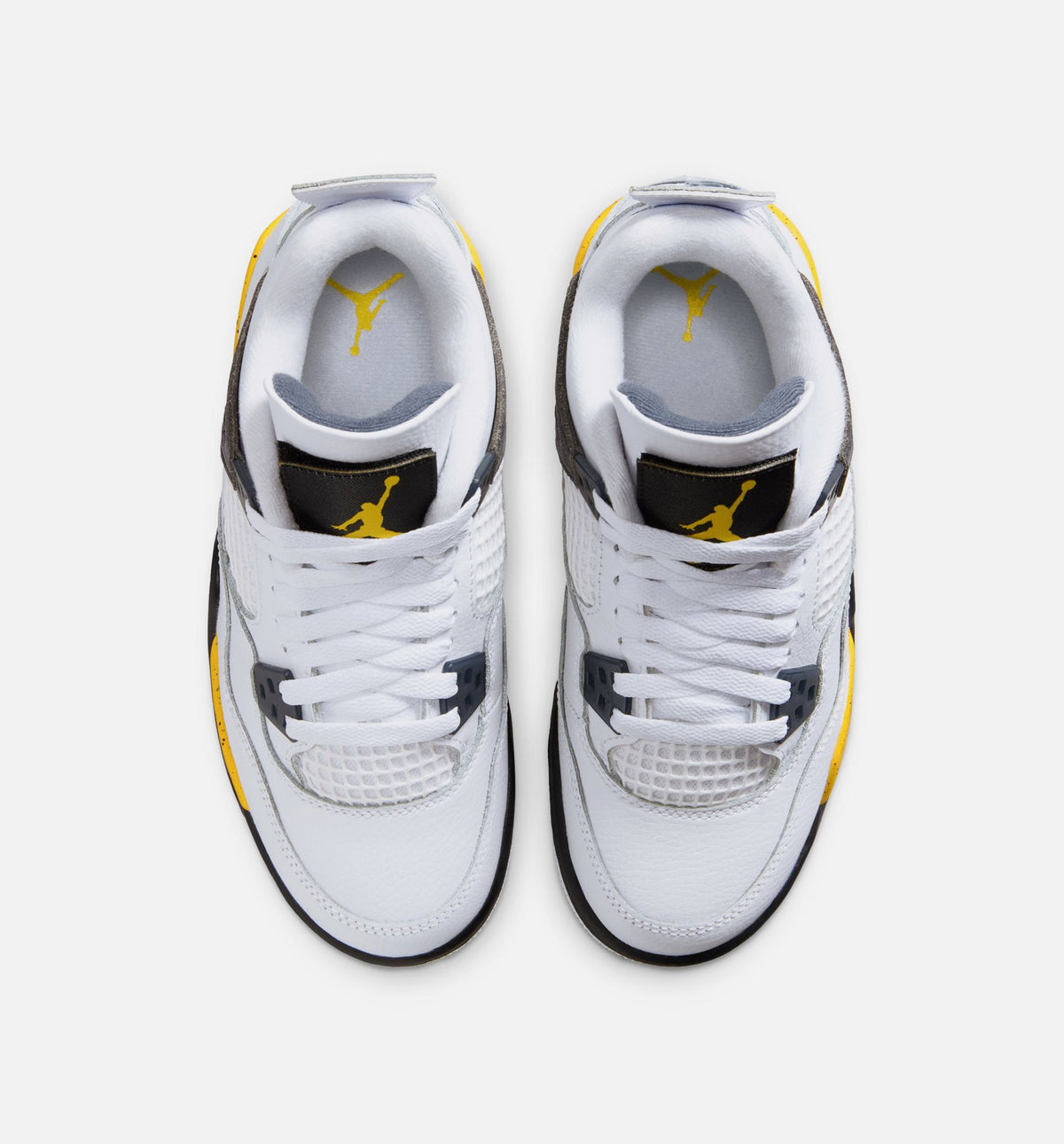 Air Jordan 4 Retro Rare Air Tour Yellow Grade School Lifestyle Shoes - White / Dark Blue Grey / Tour Yellow