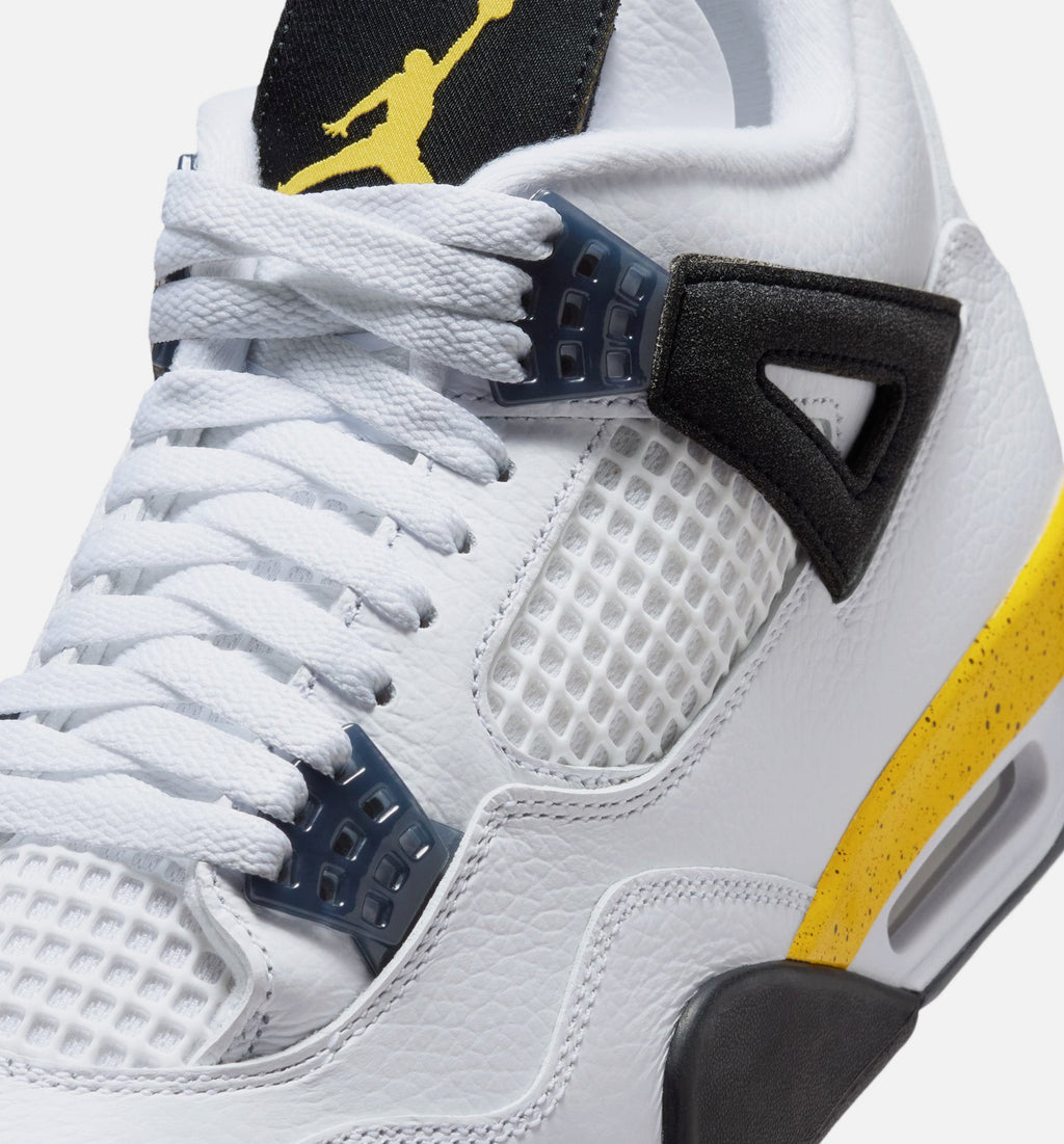Air Jordan 4 Retro Rare Air Tour Yellow Men's Lifestyle Shoes - White / Dark Blue Grey / Tour Yellow