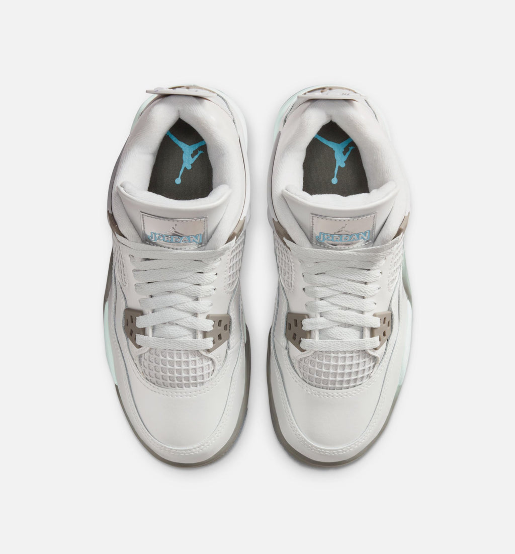 Air Jordan 4 Retro Blue Chill Grade School Lifestyle Shoes - Photon Dust / Blue Chill / Flat Pewter / White / Blue Tint