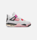 Air Jordan 4 Retro Comic Grade School Shoes - Off-White, Fire Pink & Anthracite