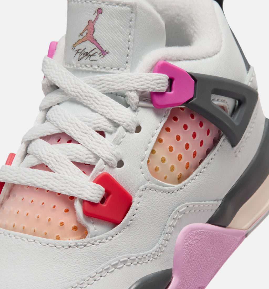 Air Jordan 4 Retro Comic Infant & Toddler Shoes - Off-White, Fire Pink & Anthracite