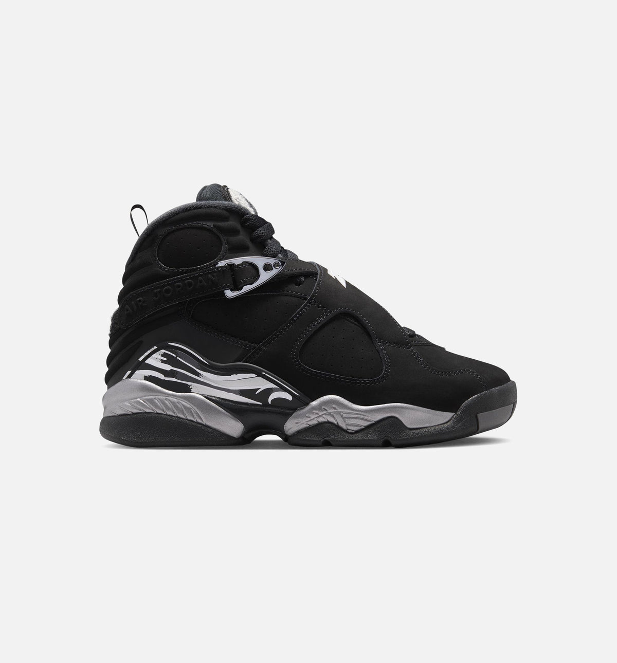 Air Jordan 8 Retro Chrome Grade School Lifestyle Shoes - Black / White / Light Graphite