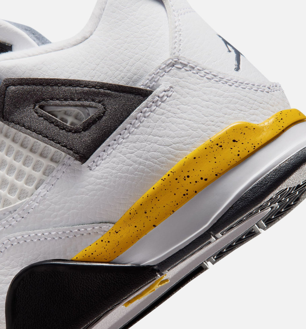Air Jordan 4 Retro Rare Air Tour Yellow Preschool Lifestyle Shoes - White / Dark Blue Grey / Tour Yellow