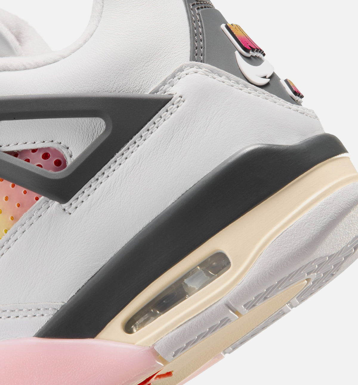 Air Jordan 4 Retro Comic Grade School Shoes - Off-White, Fire Pink & Anthracite