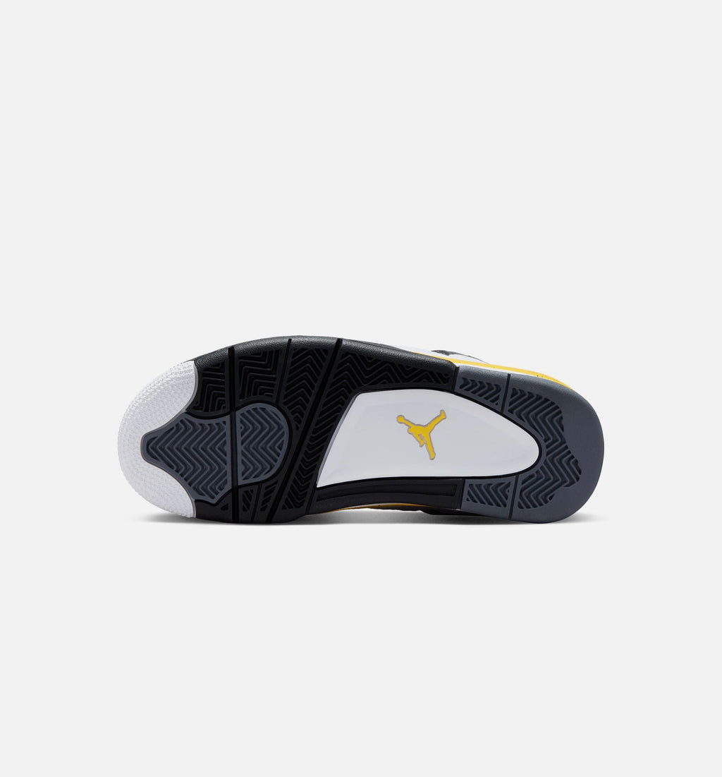 Air Jordan 4 Retro Rare Air Tour Yellow Grade School Lifestyle Shoes - White / Dark Blue Grey / Tour Yellow