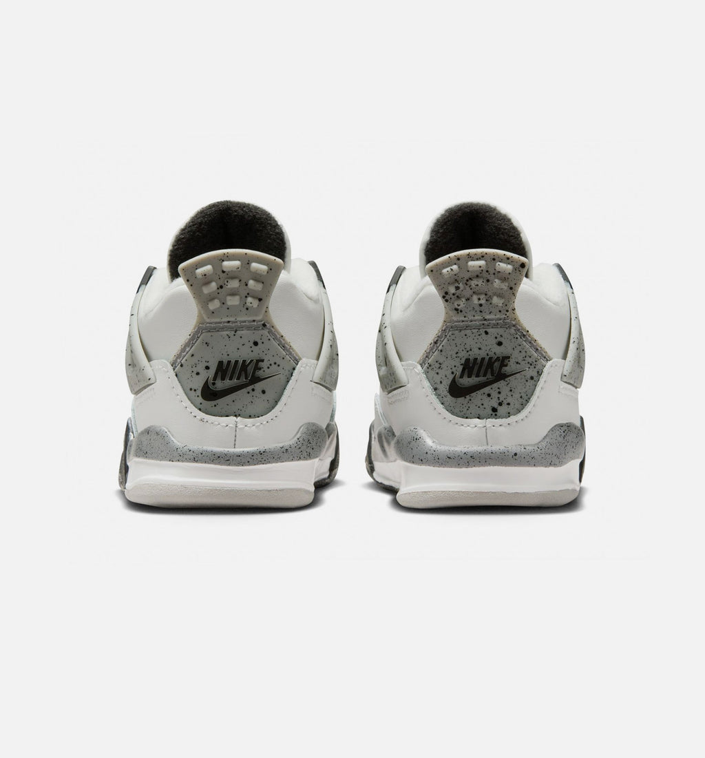 Air Jordan 4 Retro White Cement Infant & Toddler Lifestyle Shoes - Summit White / Fire Red / Cement Grey