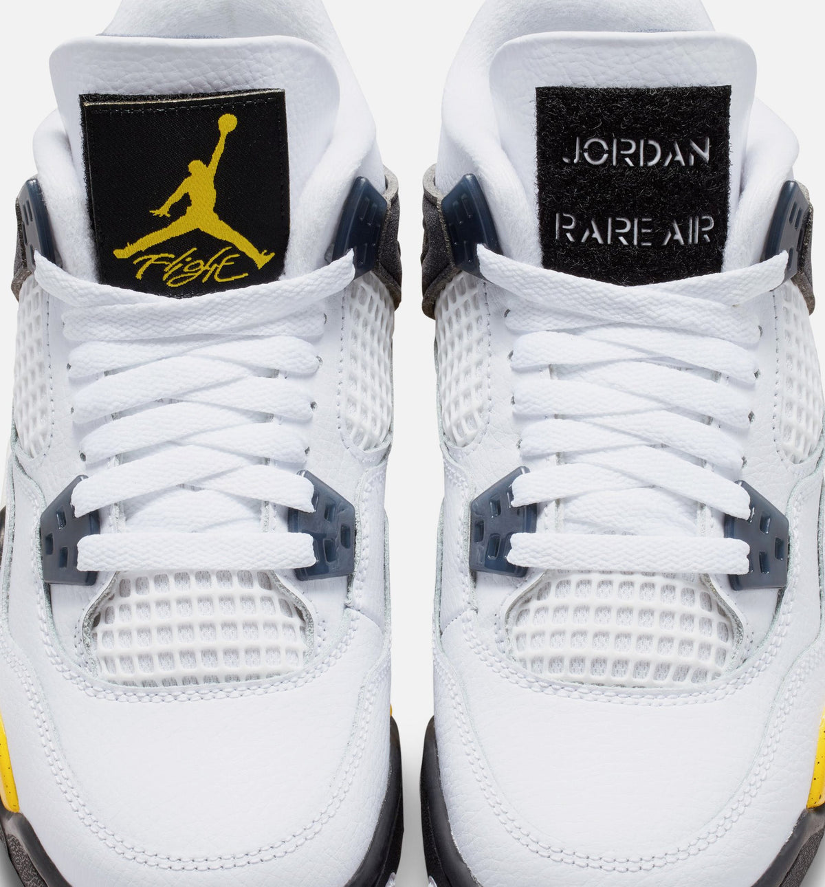 Air Jordan 4 Retro Rare Air Tour Yellow Grade School Lifestyle Shoes - White / Dark Blue Grey / Tour Yellow