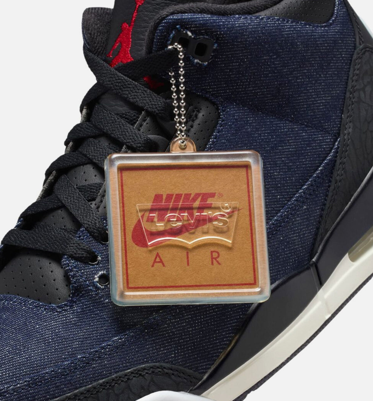 Air Jordan 3 x Levi's Indigo and Gym Red Men's Lifestyle Shoes - Denim / Black / Sail