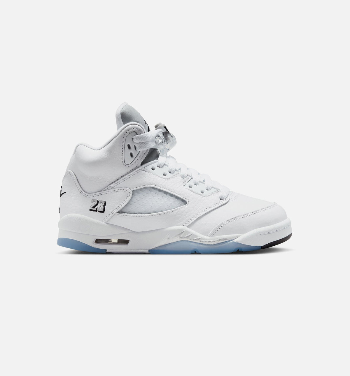 Air Jordan 5 Retro OG White Metallic Grade School Lifestyle Shoes - White / Black / Metallic Silver