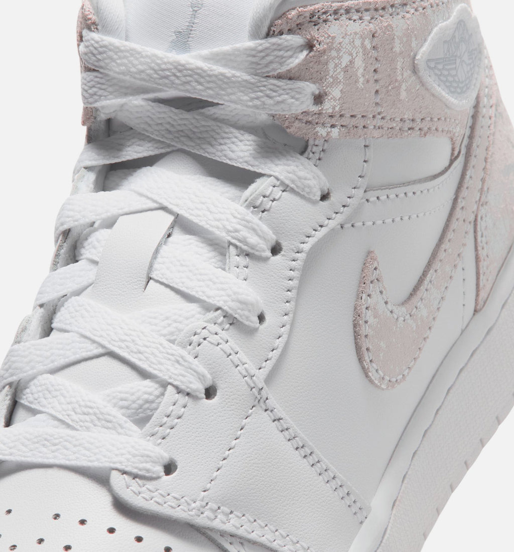 Air Jordan 1 Mid SE Field Silver Grade School Shoes