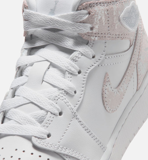 Air Jordan 1 Mid SE Field Silver Grade School Shoes