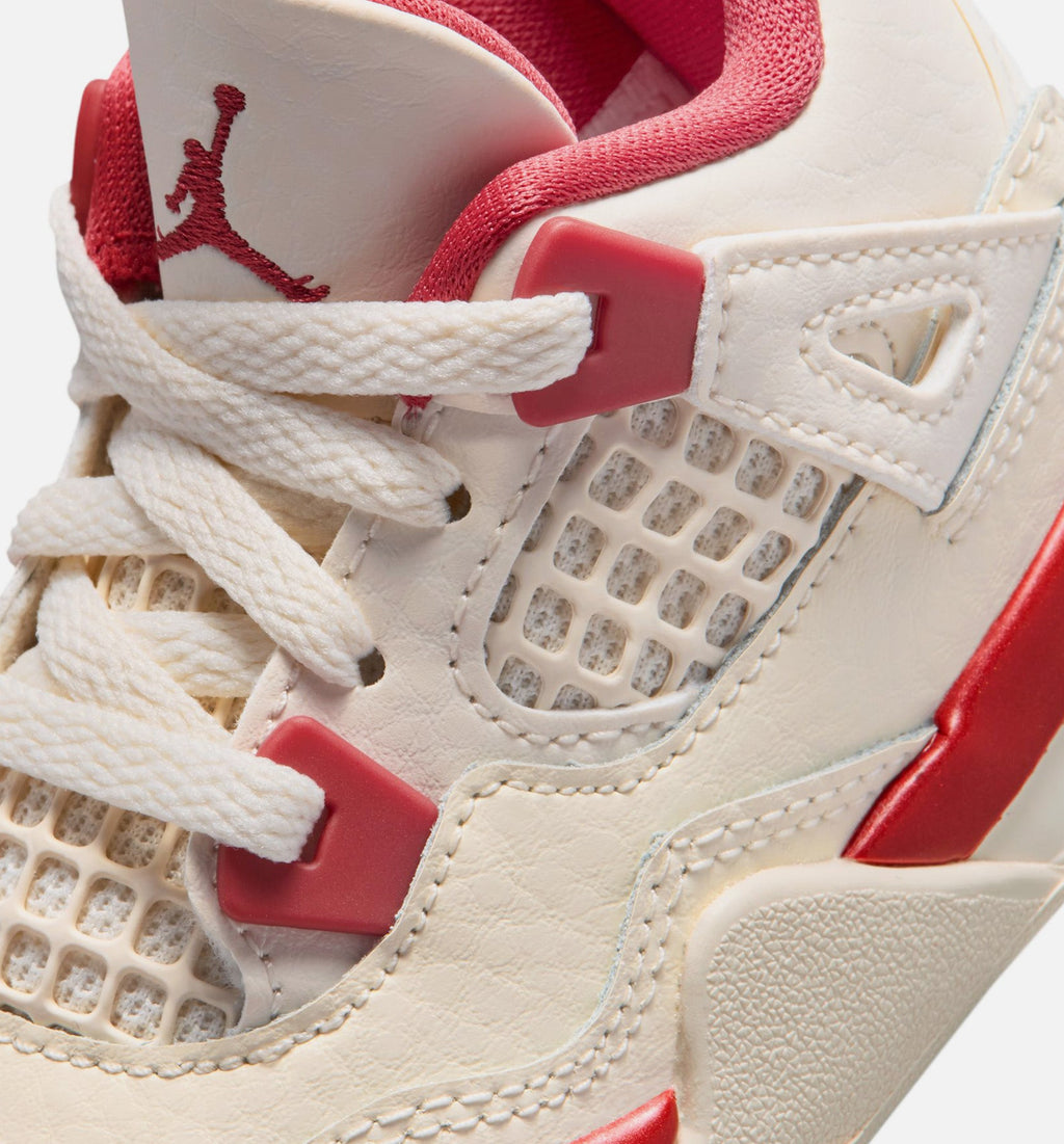 Air Jordan 4 Retro Valentine's Day Infant & Toddler Lifestyle Shoes - Pale Ivory / Sierra Red / Tough Red