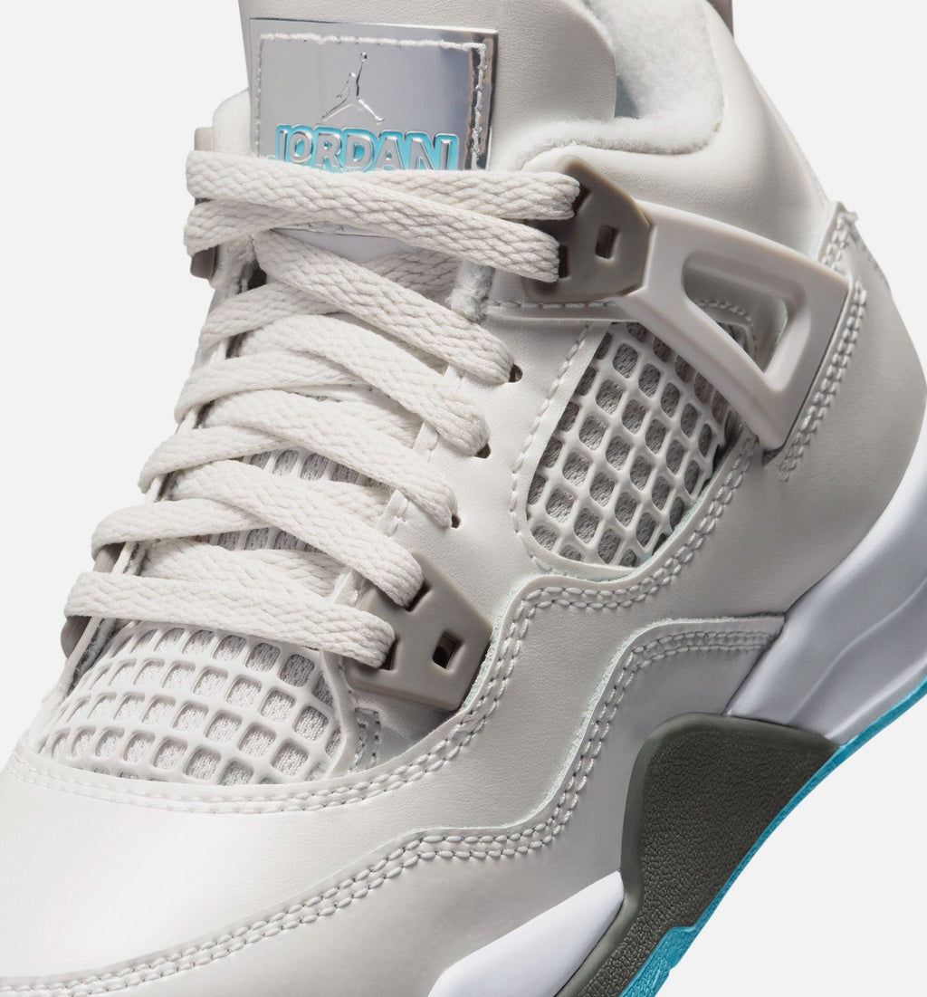 Air Jordan 4 Retro Blue Chill Preschool Lifestyle Shoes - Photon Dust / Blue Chill / Flat Pewter / White / Blue Tint