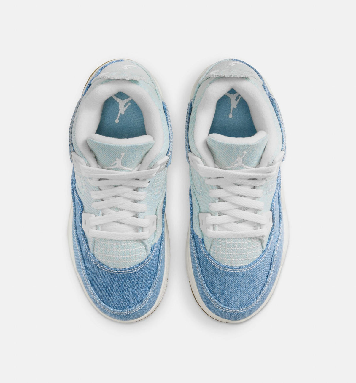 Air Jordan 4 Retro Worn Blue Preschool Lifestyle Shoes - Sail / Worn Blue / Metallic Gold