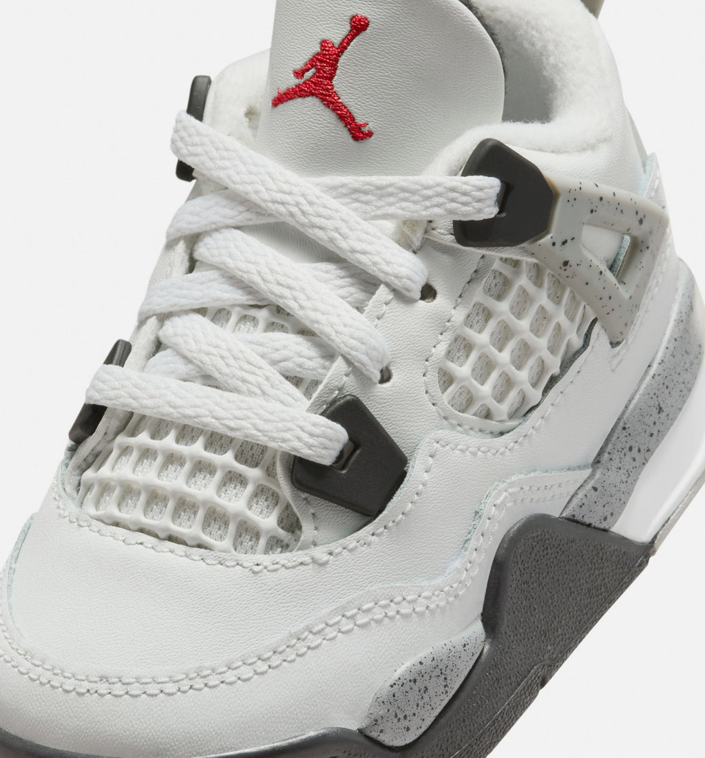 Air Jordan 4 Retro White Cement Infant & Toddler Lifestyle Shoes - Summit White / Fire Red / Cement Grey