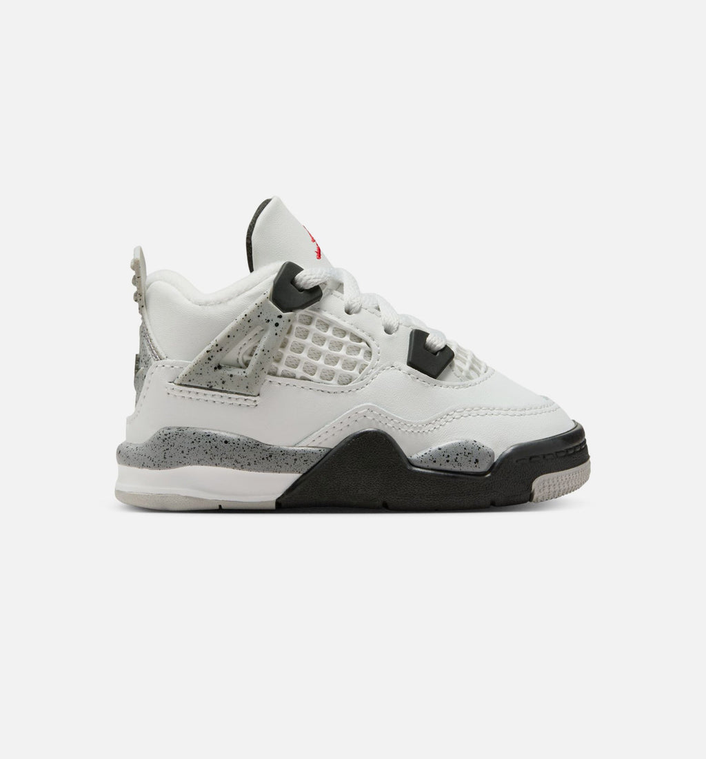 Air Jordan 4 Retro White Cement Infant & Toddler Lifestyle Shoes - Summit White / Fire Red / Cement Grey