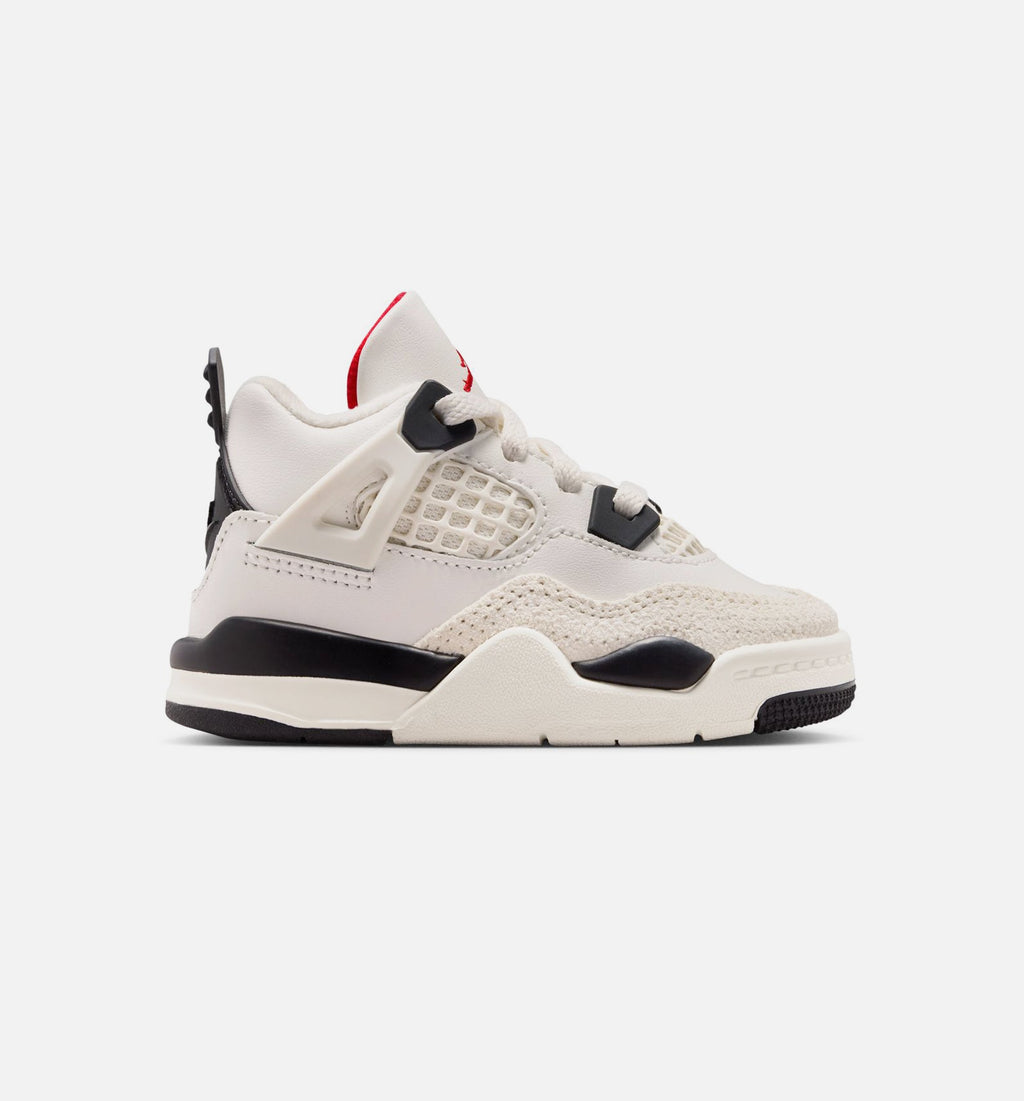 Air Jordan 4 Retro Flight Club Infant & Toddler Lifestyle Shoes - Sail / Black / University Red
