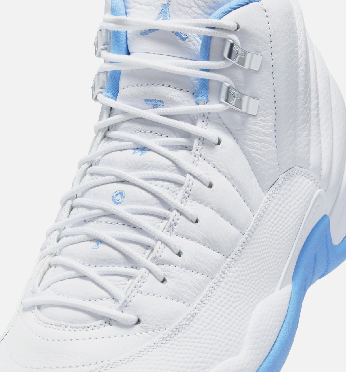 Air Jordan 12 Retro White and University Blue Men's Lifestyle Shoes - White / University Blue / Metallic Silver