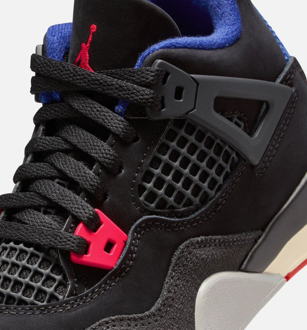 Air Jordan 4 Retro Rare Air Preschool Lifestyle Shoes - Black / Fire Red / Deep Royal Blue