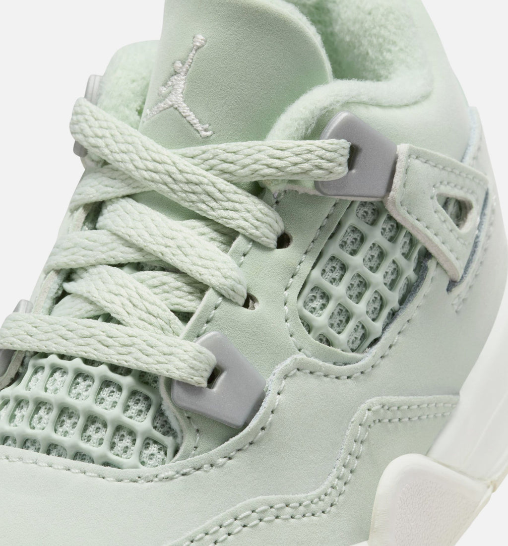 Air Jordan 4 Retro Abundance Infant & Toddler Lifestyle Shoes - Seafoam / Sail / Metallic Silver