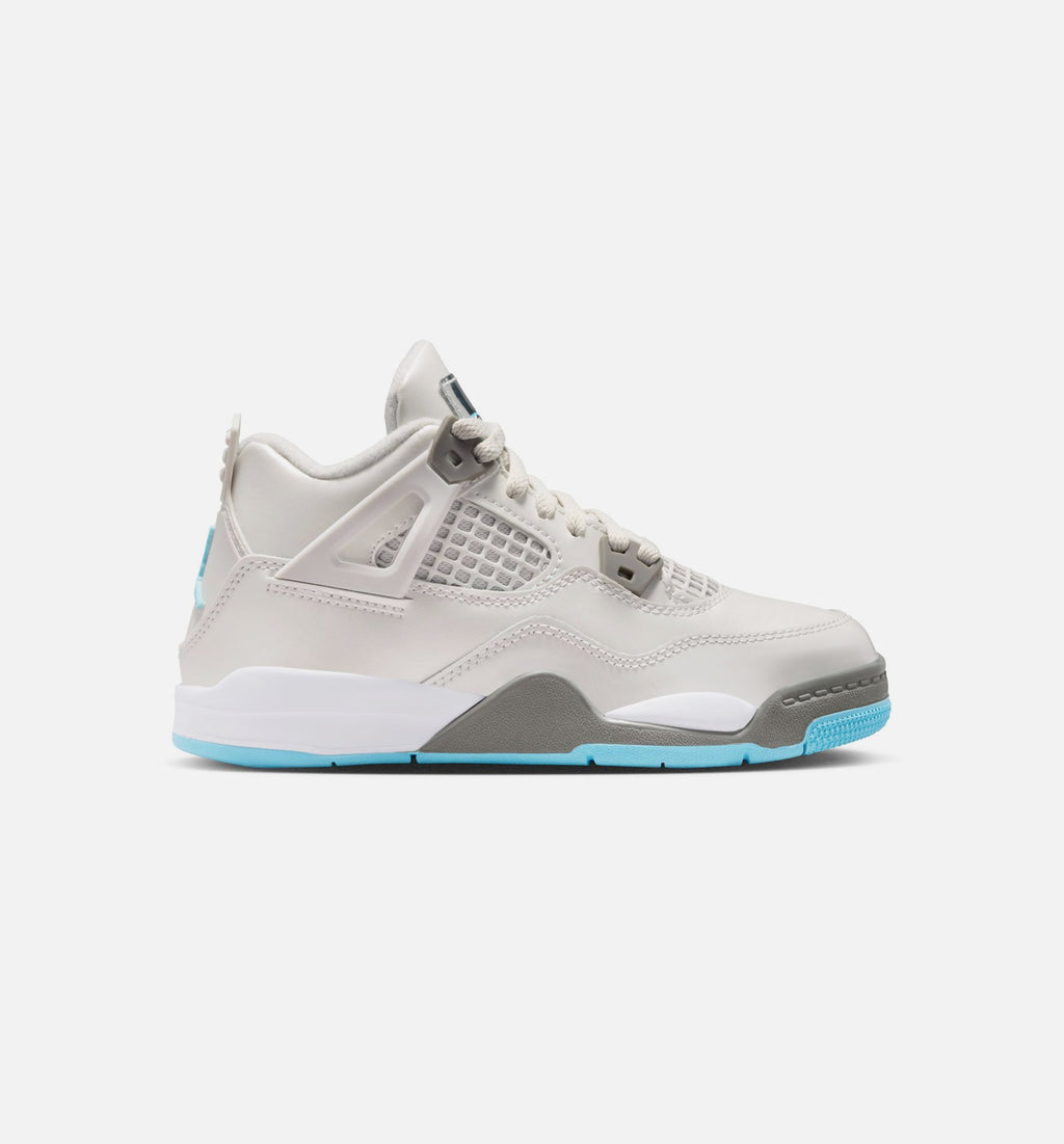 Air Jordan 4 Retro Blue Chill Preschool Lifestyle Shoes - Photon Dust / Blue Chill / Flat Pewter / White / Blue Tint
