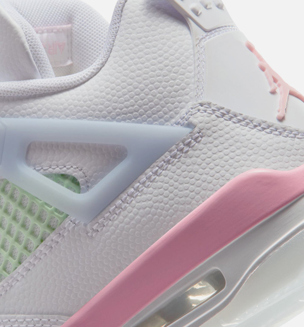 Air Jordan 4 Retro Medium Soft Pink Grade School Lifestyle Shoes - White / Medium Soft Pink / Half Blue