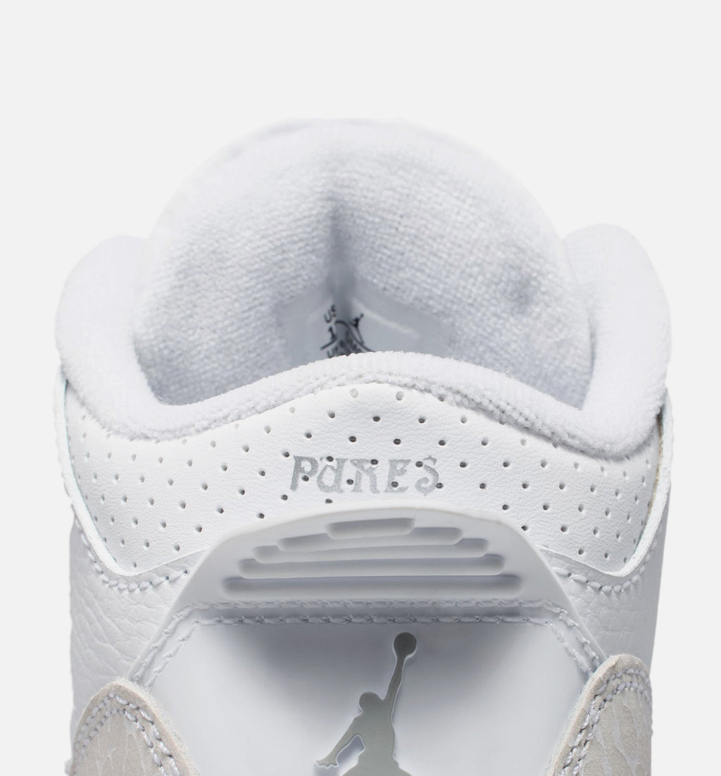 Air Jordan 3 Retro White and Silver Preschool Lifestyle Shoes - White / Metallic Silver
