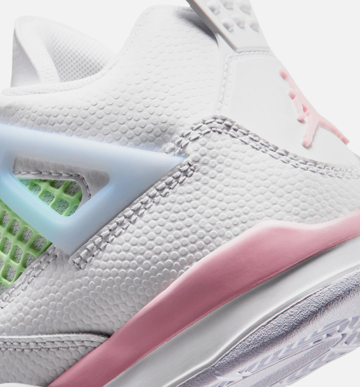 Air Jordan 4 Retro Medium Soft Pink Preschool Lifestyle Shoes - White / Medium Soft Pink / Half Blue
