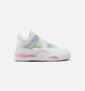 Air Jordan 4 Retro Medium Soft Pink Preschool Lifestyle Shoes - White / Medium Soft Pink / Half Blue